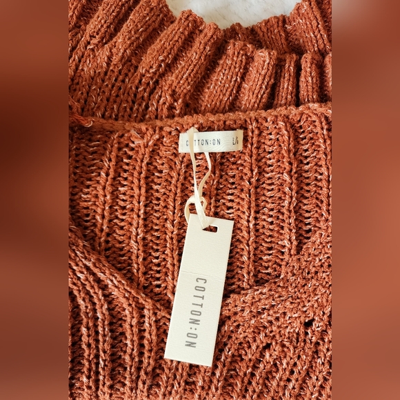 🏷🆕️ Cotton On Cropped Open Knit Pullover  sweater- Arabian Spice - L - Picture 13 of 15